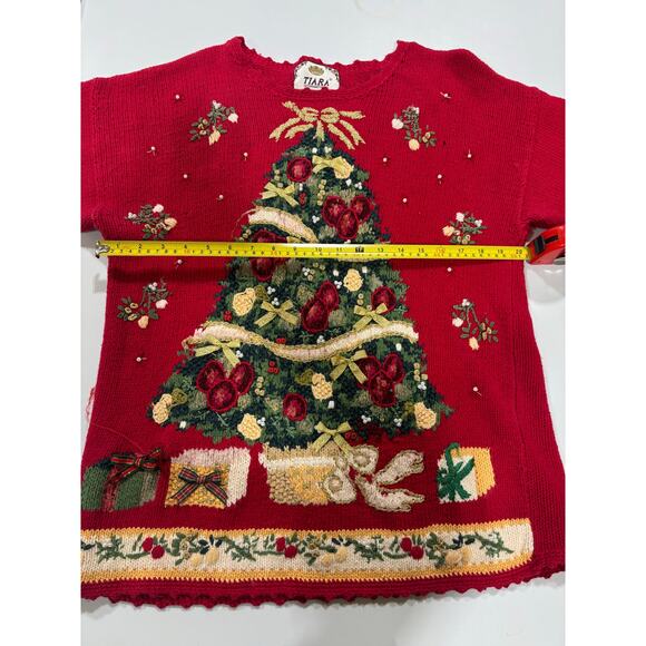 Tiara International 1997 Vintage Christmas Embroidered Sweater M Holiday - Picture 5 of 6